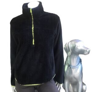 Zella Sherpa Half Zip Black Jacket with Pockets Women's Size Small